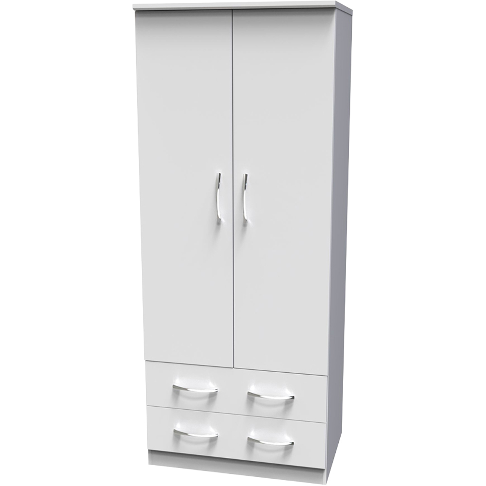 Crowndale Avon 2 Door 2 Drawer White Matt Wardrobe Ready Assembled Image 3