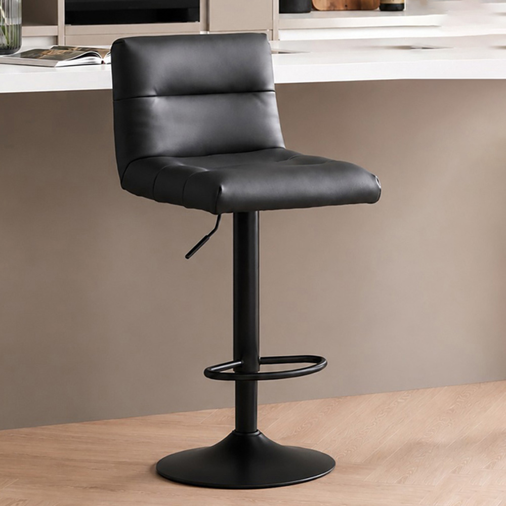 Premier Housewares Baina Black Leather Effect Bar Stool Image 1