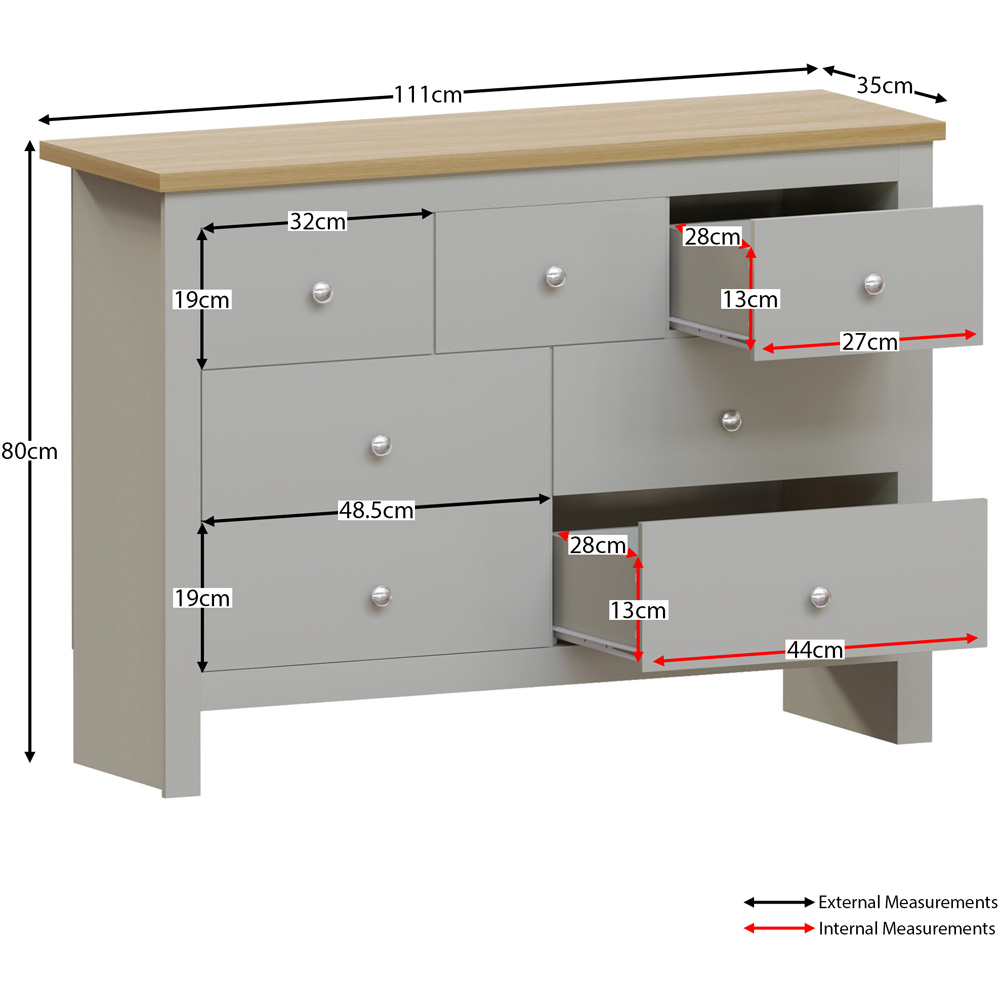Vida Designs Arlington 7 Drawer Grey Shaker Style Chest of Drawers Image 7