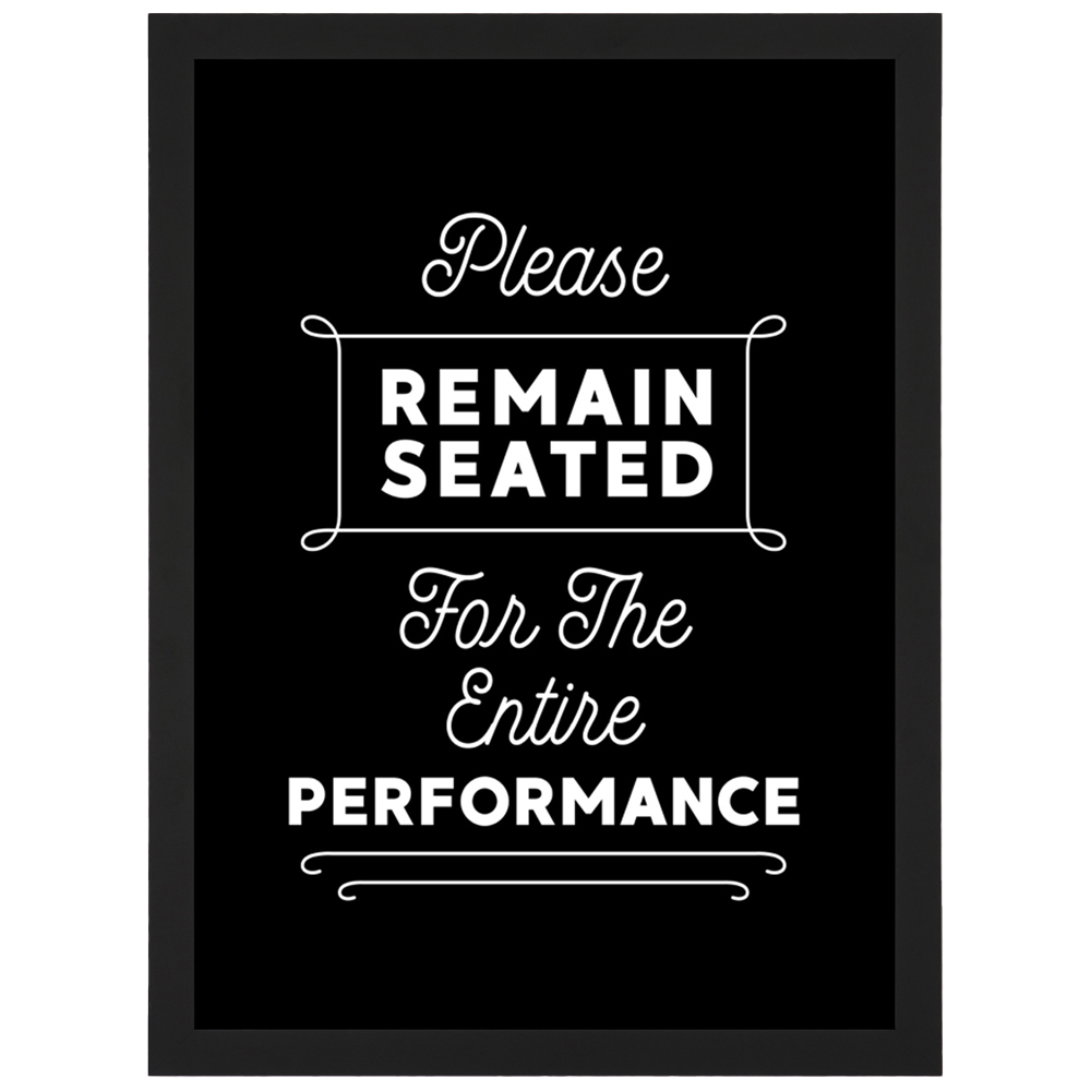 Artery8 Remain Seated Funny Toilet Sign Framed Wall Art Print 21 x 29.7cm Image 1