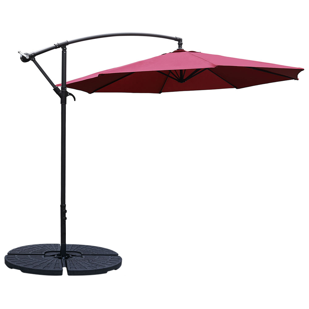 Living and Home Red Garden Cantilever Parasol with Round Base 3m Image 1