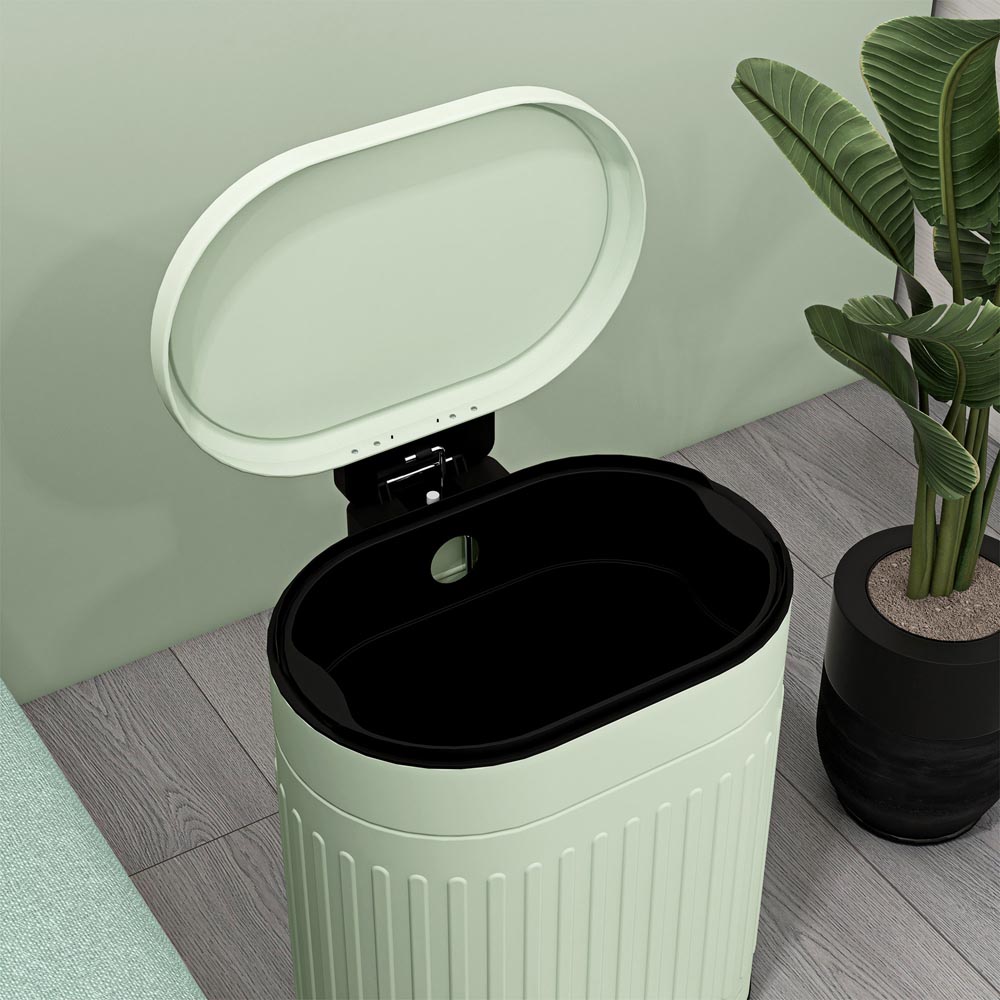 HOMCOM Light Green Metal Pedal Kitchen Bin with Soft Close Lid 20L Image 3