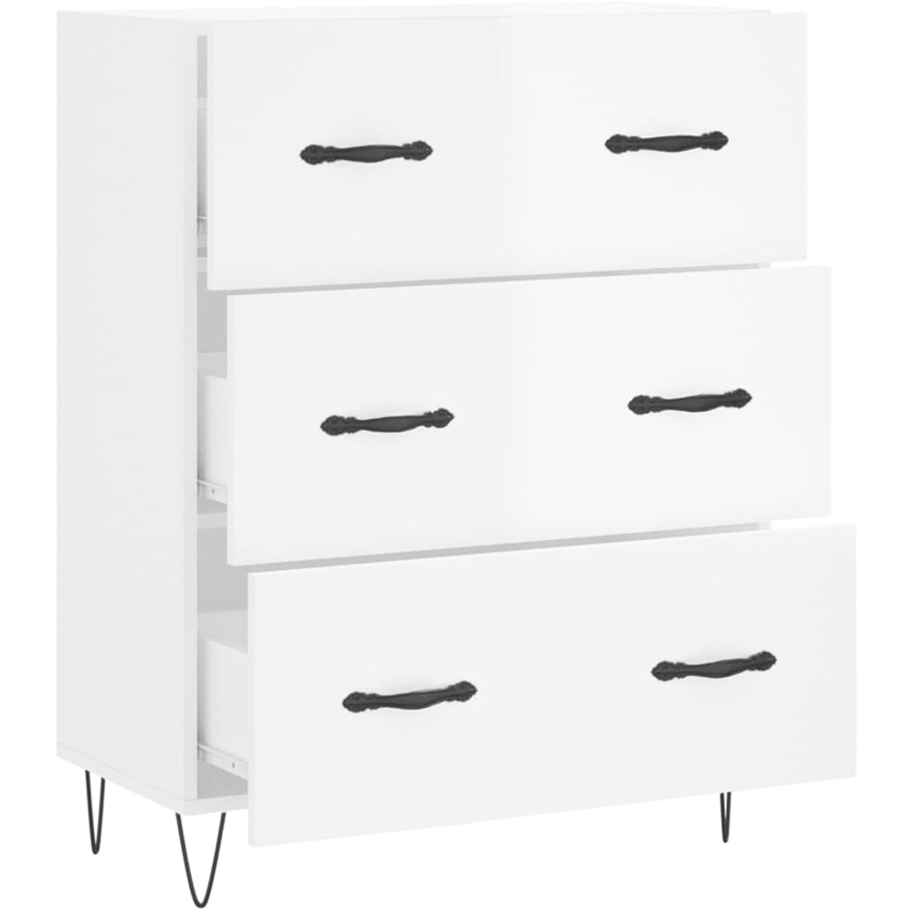 vidaXL 3 Drawer High Gloss White Wide Sideboard Image 6