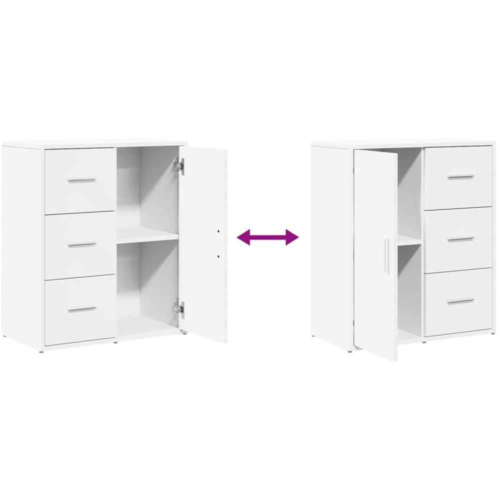 vidaXL Single Door 3 Drawer White Sideboard Set of 2 Image 8