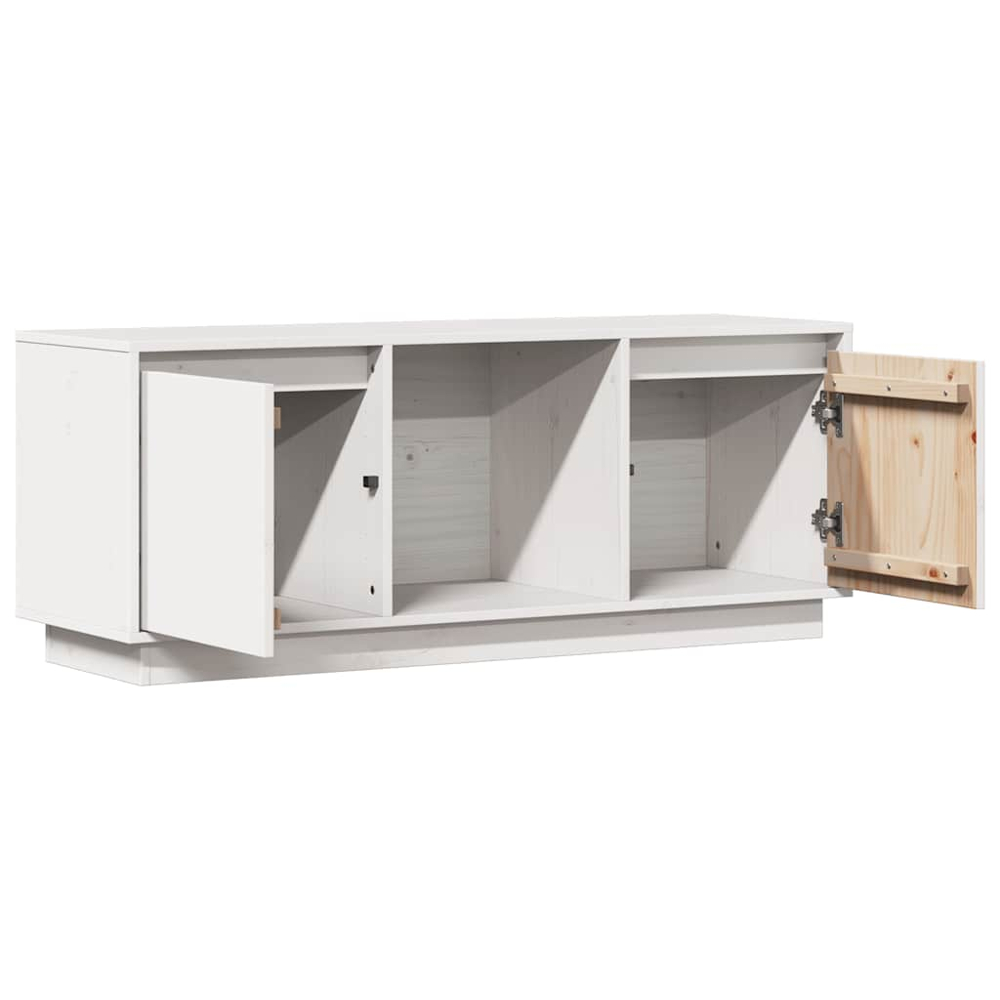 vidaXL 2 Door Single Shelf White Solid Pine Wood TV Cabinet Image 6