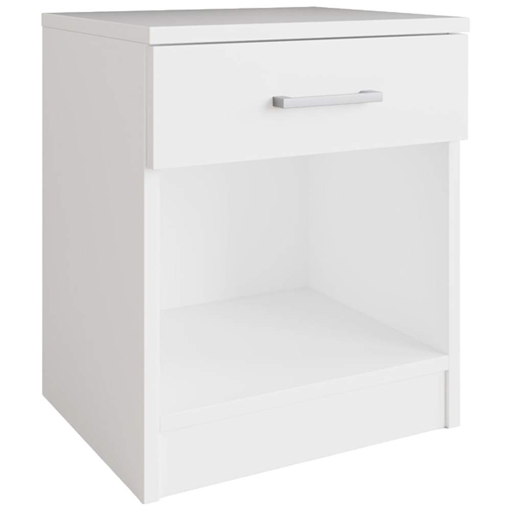 GFW Bailey Single Drawer Single Shelf White Bedside Table Image 2