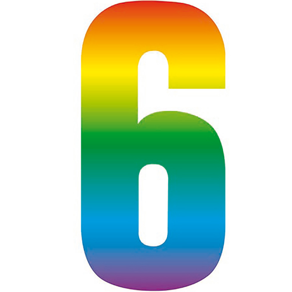 Rainbow Self Adhesive Number Sticker - 6 Image