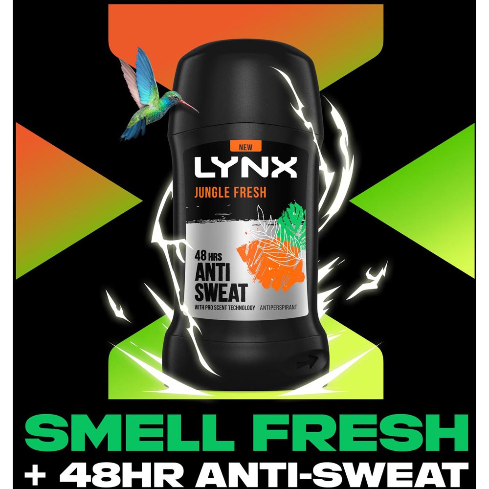 Lynx Jungle Fresh 48H Odour Protection Anti-Perspirant Deodorant Stick 50ml 30 Pack Image 5