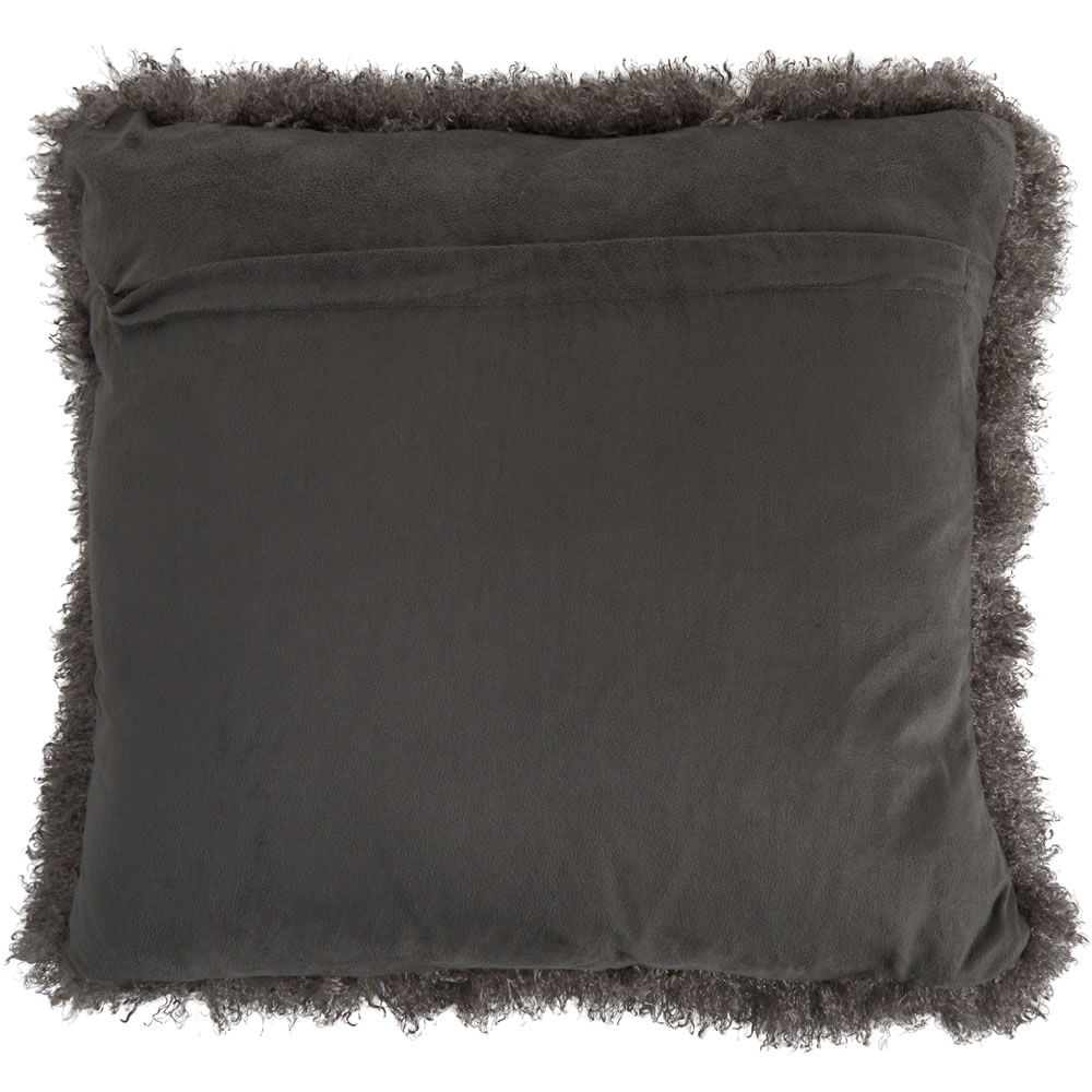 Wilko Charcoal Faux Mongolian Cushion 43 x 43cm Image 2