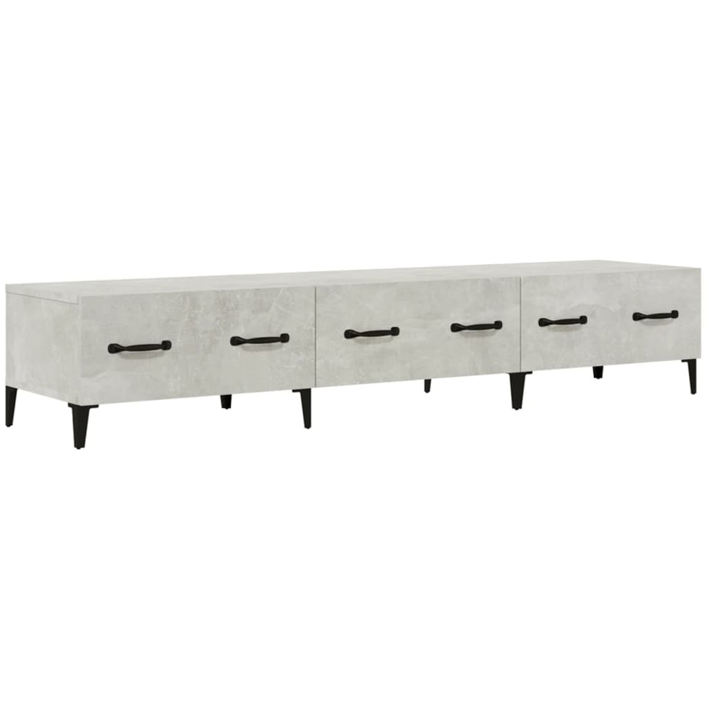 vidaXL 3 Drawer Grey Concrete TV Cabinet Image 2
