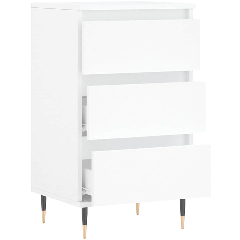 vidaXL 3 Drawer White Sideboard with Metal Legs Image 6