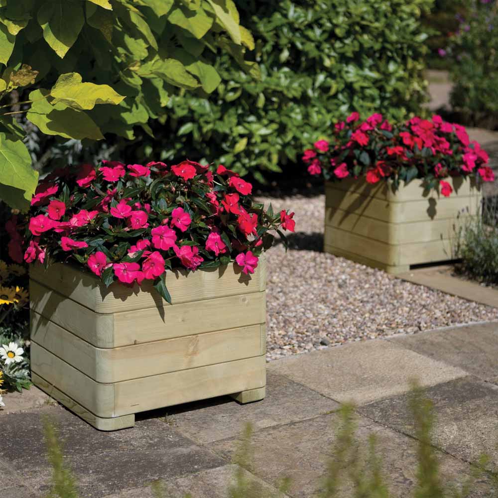 Rowlinson Wooden Outdoor Marberry Square Planter 50cm Image 4