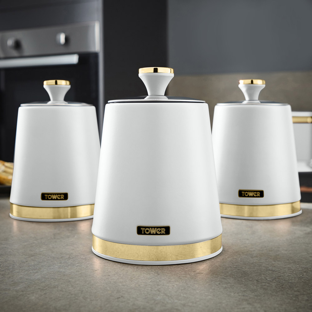 Tower 3 Piece Cavaletto White Canister Set Image 4