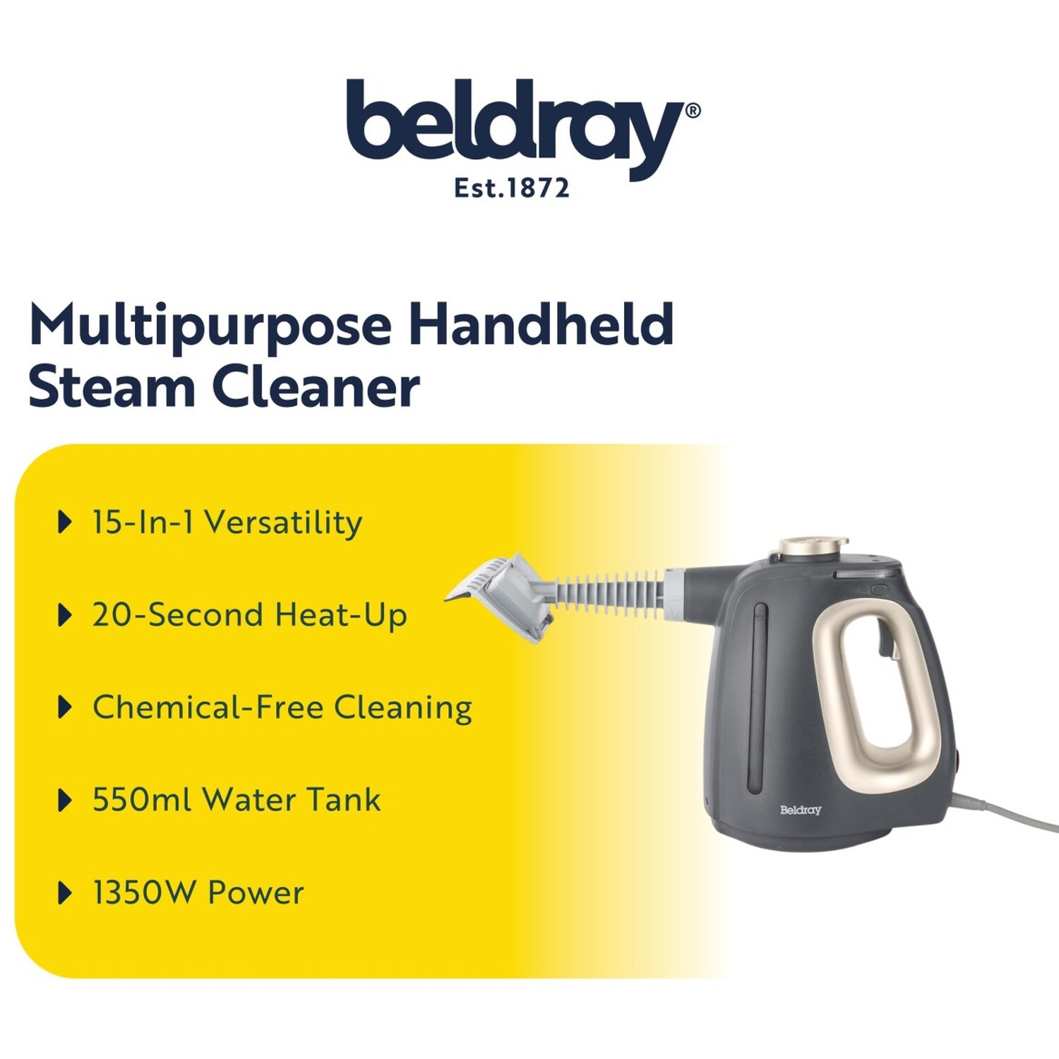 Beldray 15 in 1 Steam Cleaner Grey Image 8