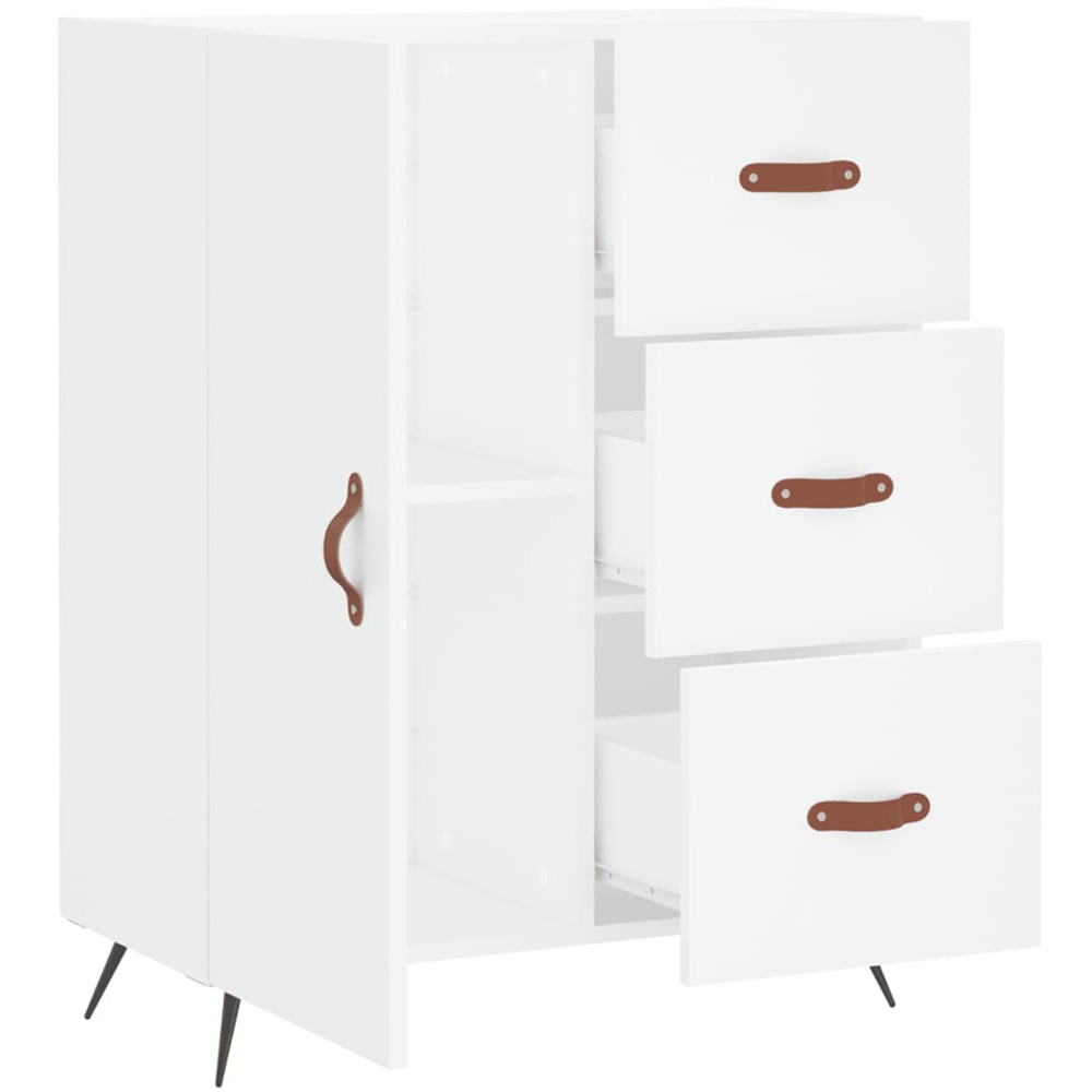 vidaXL Single Door 3 Drawer White Sideboard Image 6