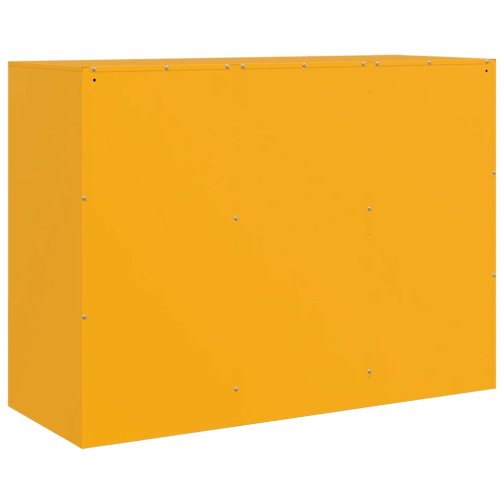 vidaXL 3 Door Mustard Yellow Metal Sideboard Image 8