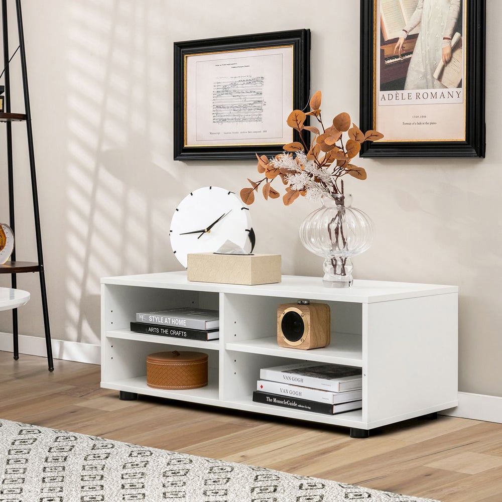 Costway 4 Shelf White Home TV Stand Image 3