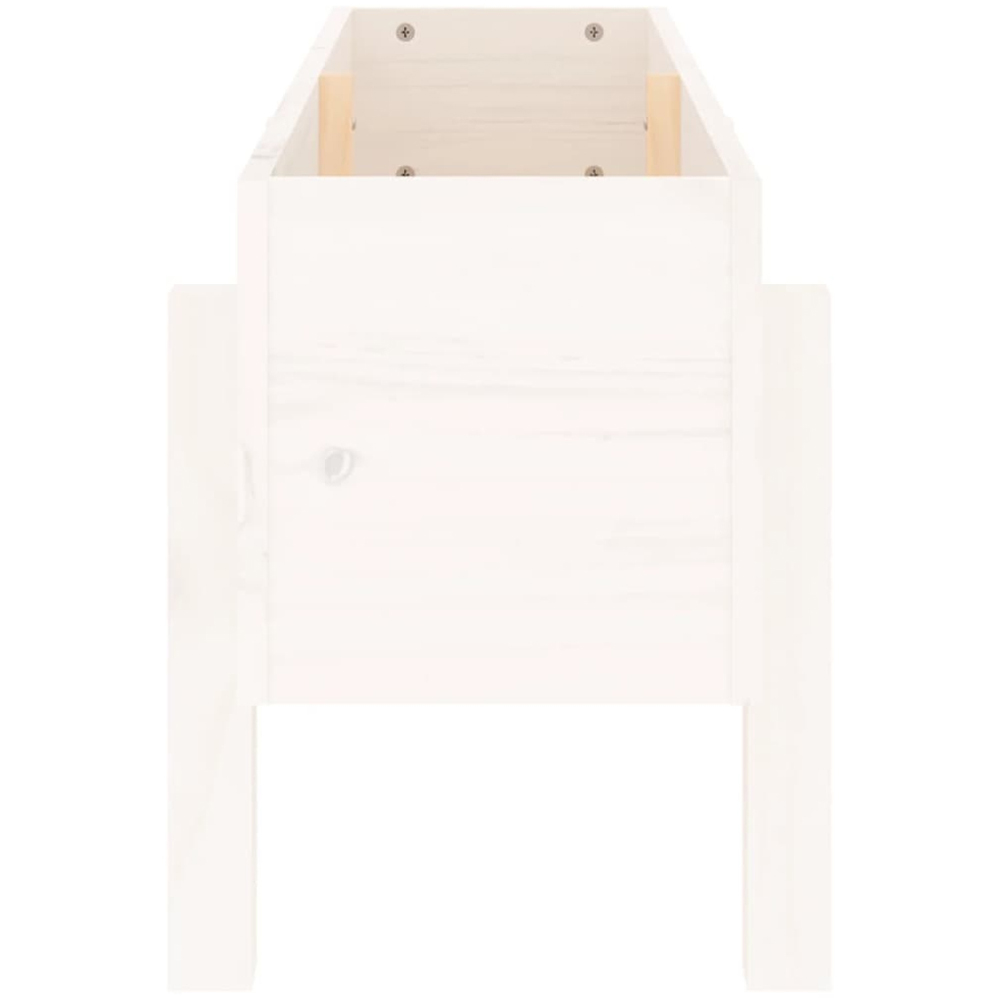 vidaXL White Solid Pine Wood Garden Planter with Legs 38 x 101 x 30cm Image 4