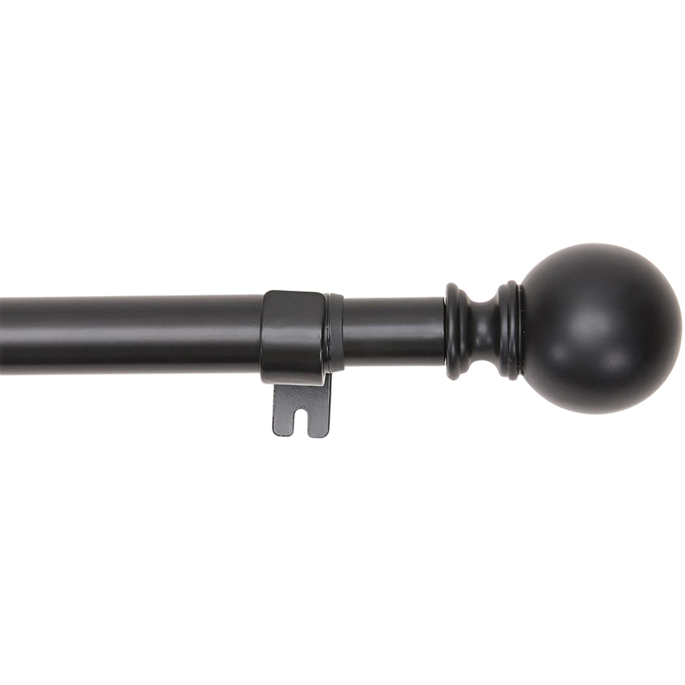 Living and Home 122-213cm Glossy Black Telescopic Curtain Pole with Brackets and Ball Finials Image 4
