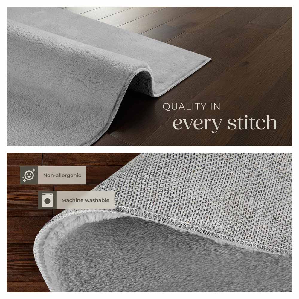 tectake Zonelle Grey Short Pile Ultra Soft Rug 170 x 120cm Image 5