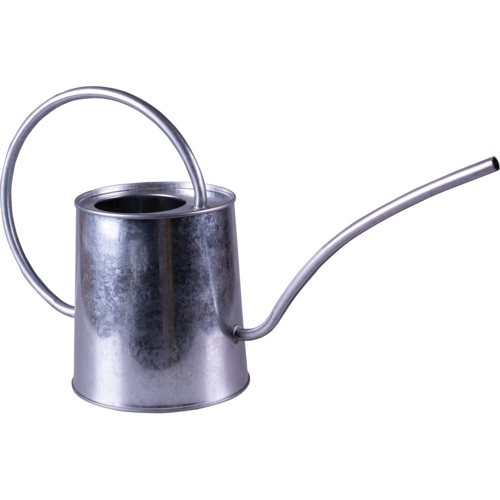 St Helens Silver Metal Watering Can with Long and Narrow Spout 1.75L Image 1