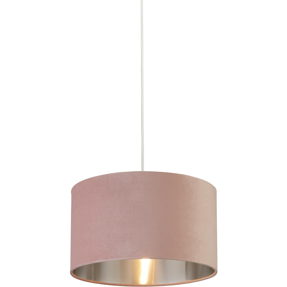 Lighting Collection Pink Silver Inner Velvet Drum Shade 35cm Image 3