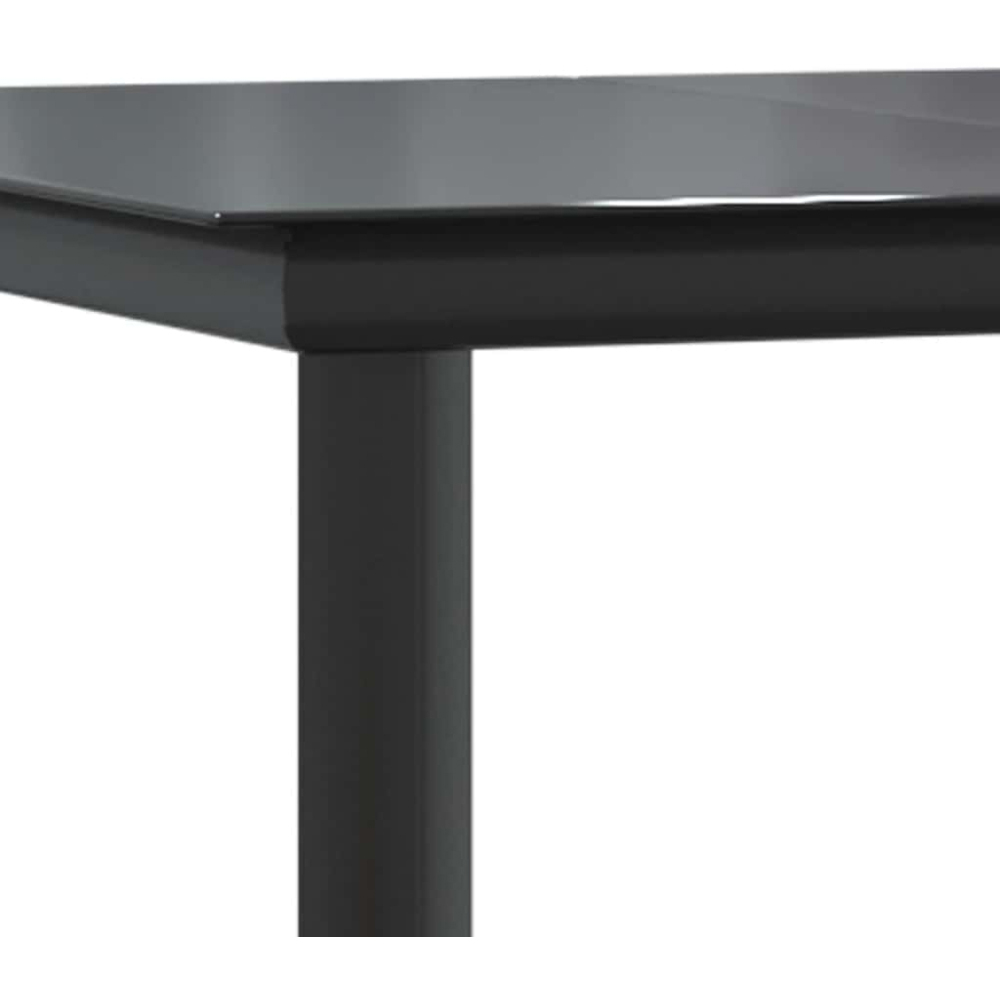 vidaXL 6 Seater Black Powder Coated Steel and Tempered Glass Dining Table Image 6