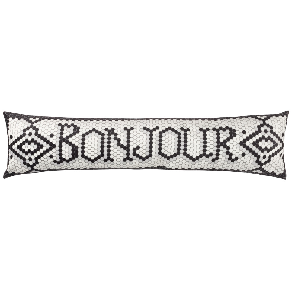 furn. Mosaic Multicolour Bonjour Message Velvet Draught Excluder Image 1