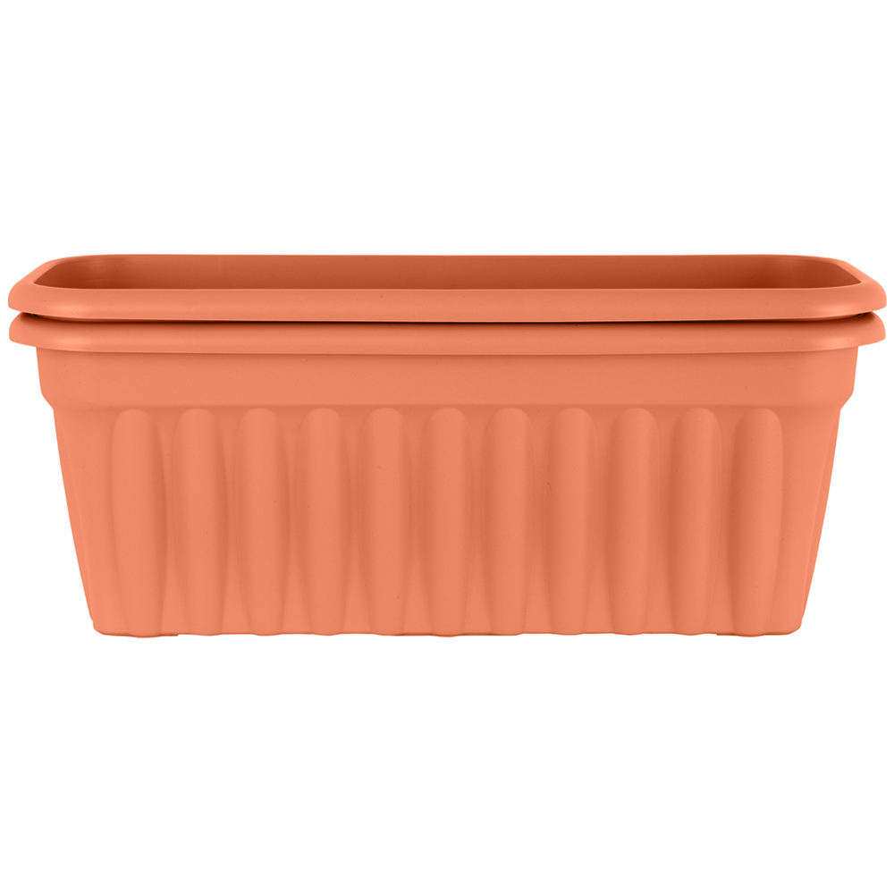 Wham Vista Terracotta Recycled Plastic Rectangular Trough Planter 80cm 2 Pack Image 1