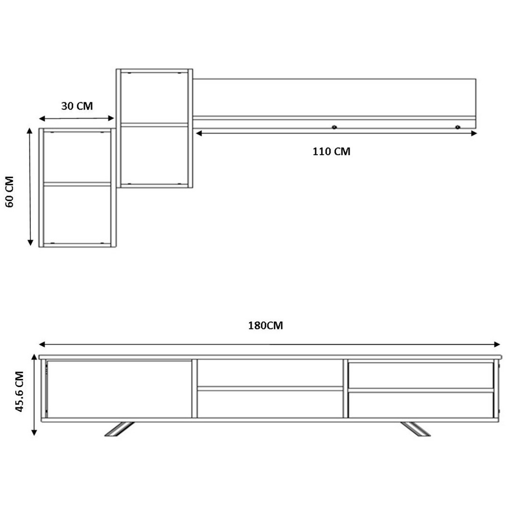 Evu Malmo Single Door 2 Drawer Anthracite Oak TV Unit Image 4
