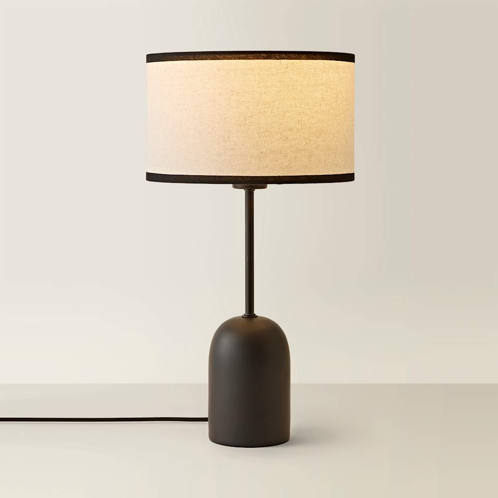 ValueLights Kaiden Black Trim Linen Shade Dome Table Lamp Image 3