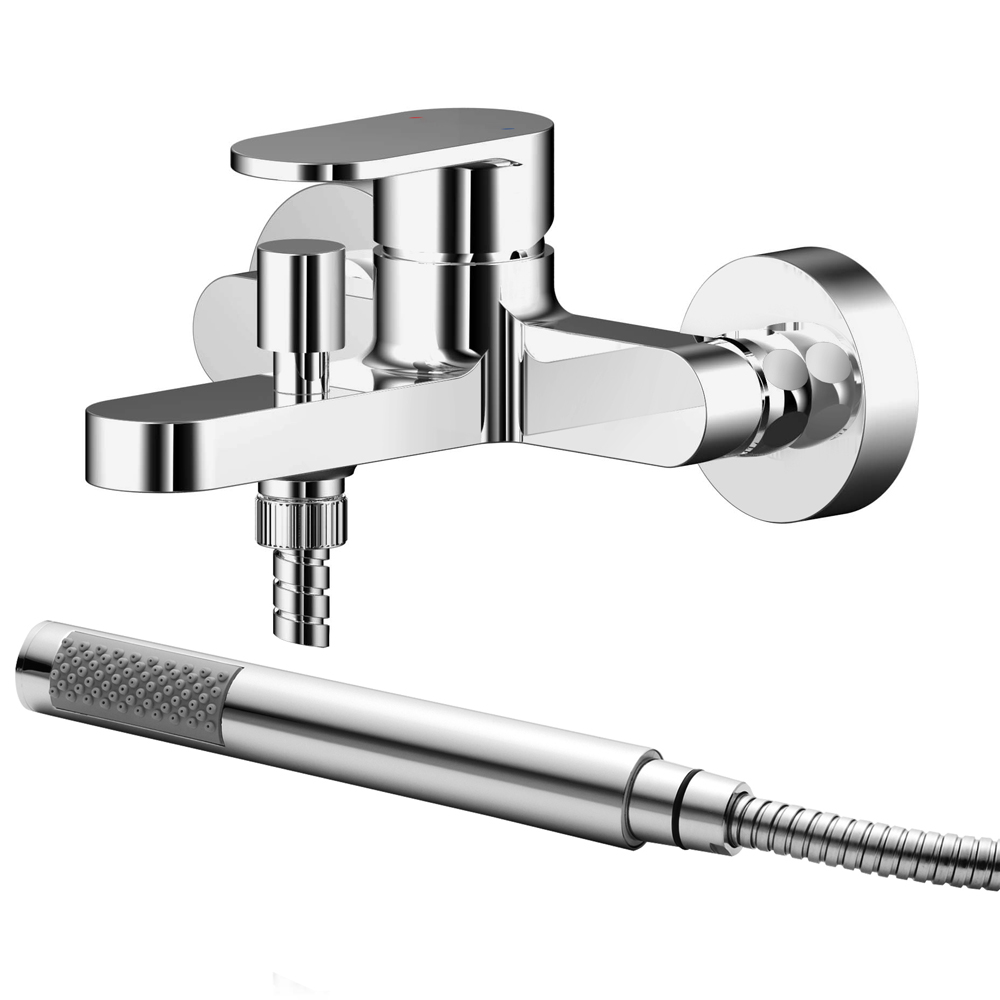 nuie Chrome Wall Mounted Bath Shower Mixer with Kit Image 1