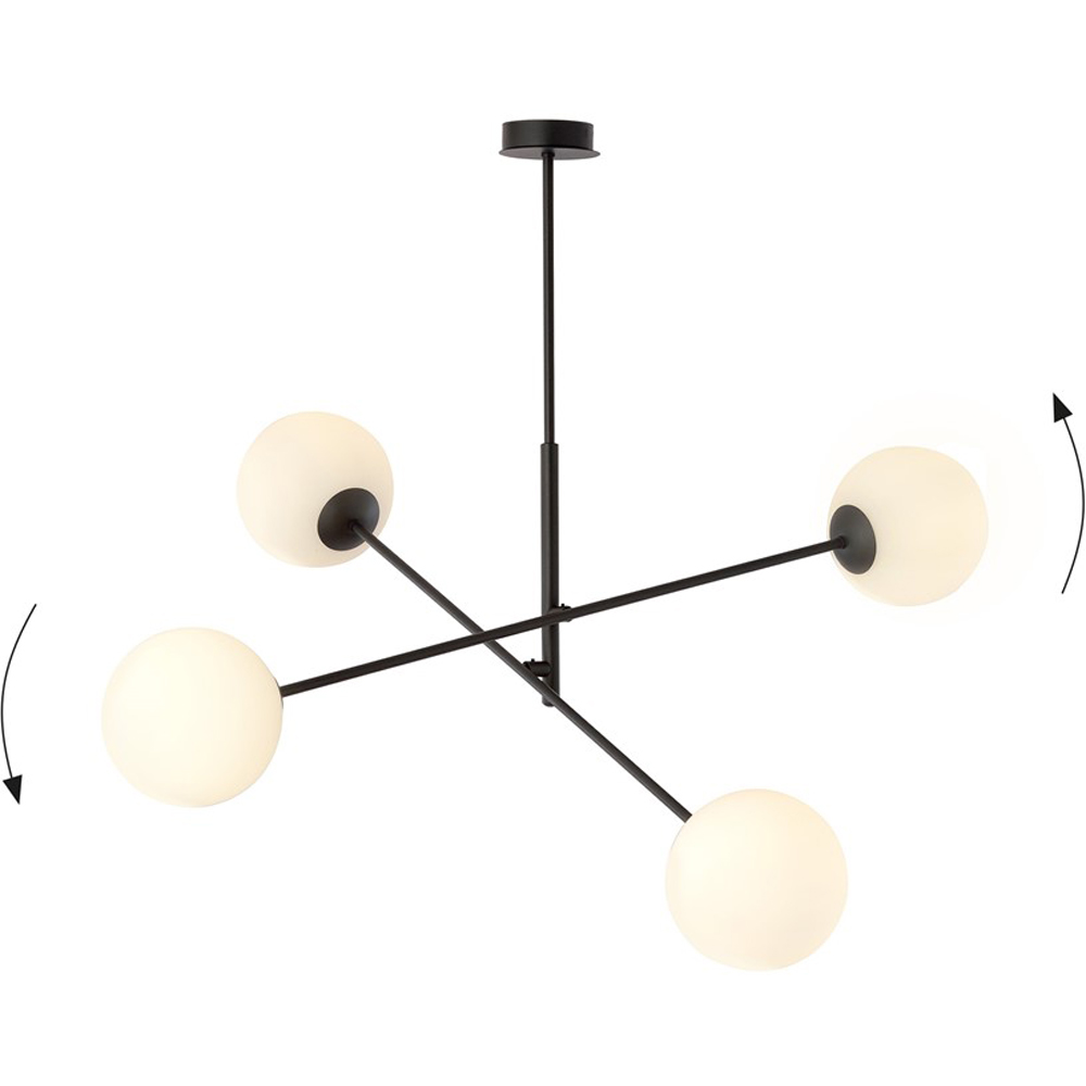 Emibig Linear 4 Light White Shade Black Pendant Lamp Image 5