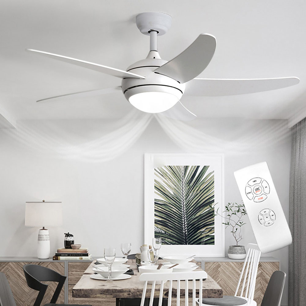 Living and Home 5 Blade White Ceiling Fan Light with and Remote Control 52 inch Image 2
