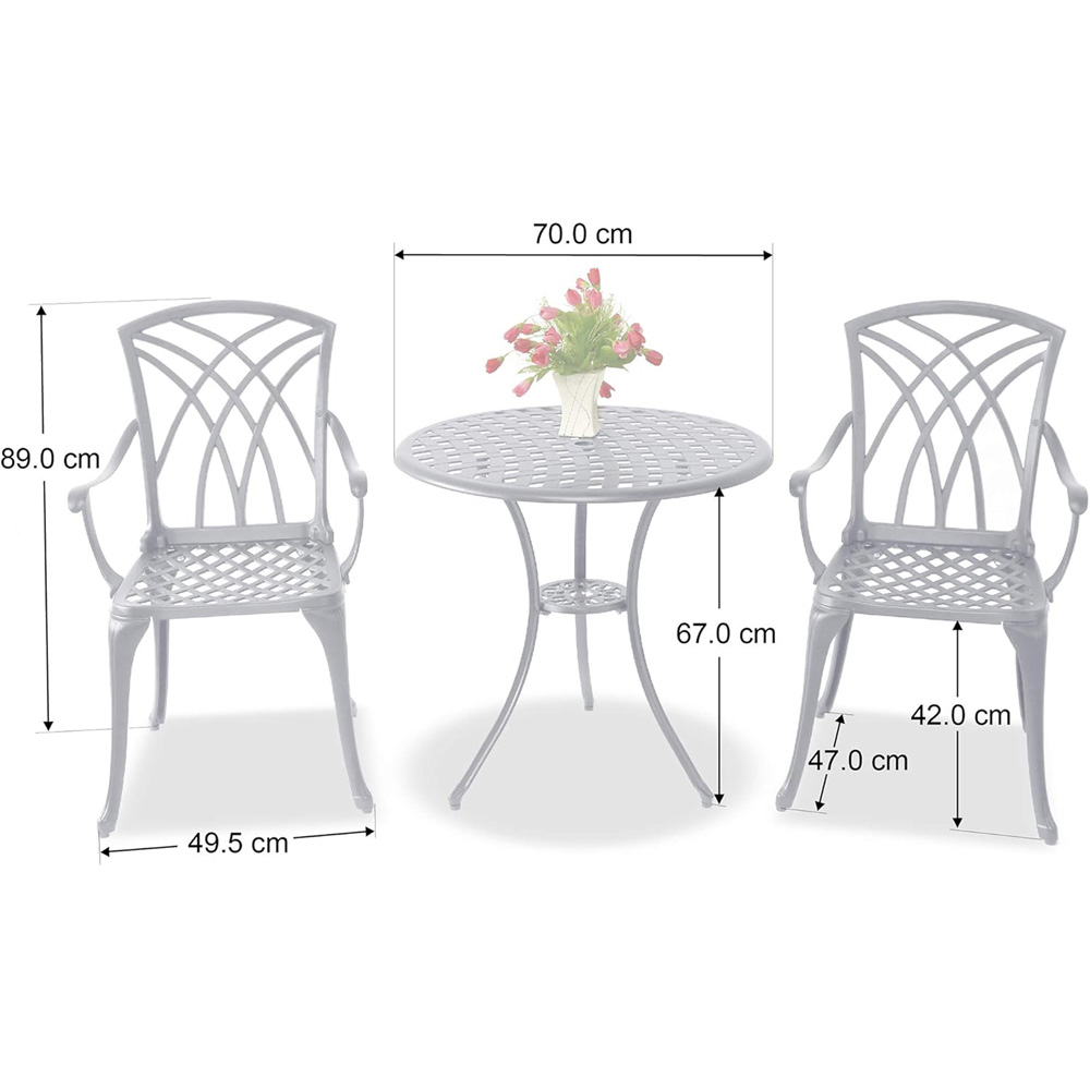 Centurion Oshowa 2 Seater Grey and Black Cast Aluminium Garden Bistro Set with Cushions Image 9