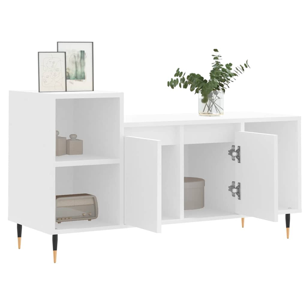 vidaXL 2 Door 3 Shelf White TV Cabinet Image 4