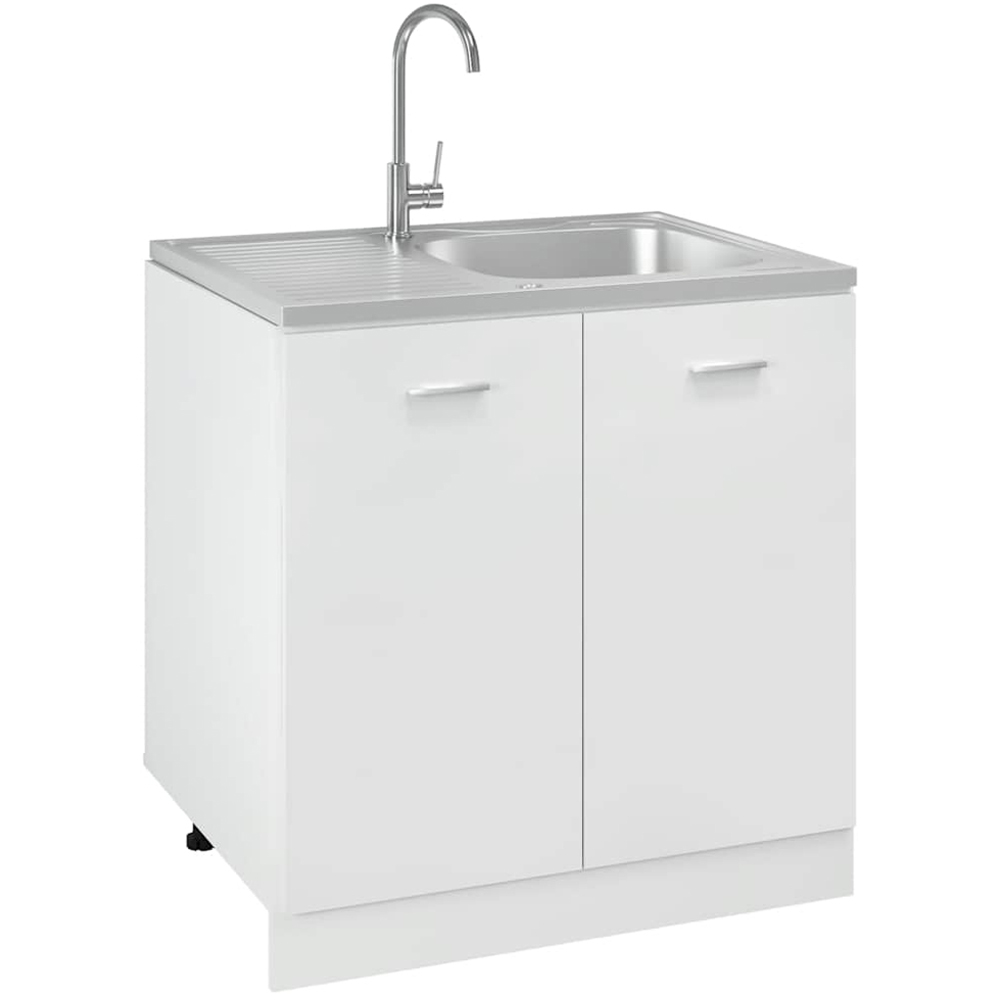 vidaXL Silver Stainless Steel Kitchen Sink with Drainer Set 800 x 600 x 155mm Image 3