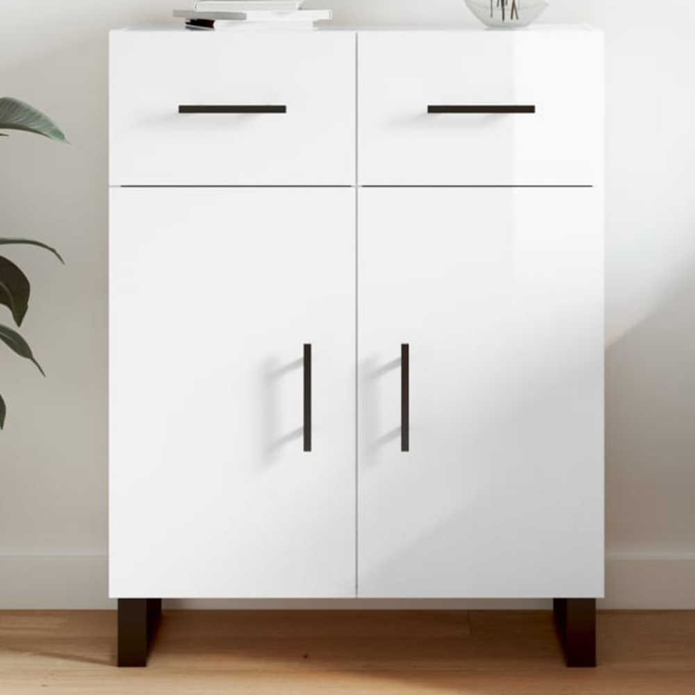 vidaXL 2 Door 2 Drawer High Gloss White Sideboard Image 1