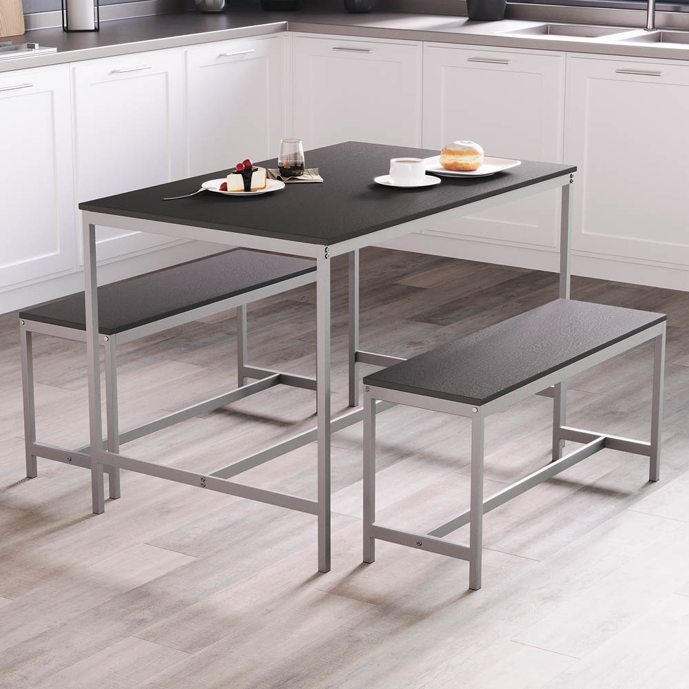 Vida Designs Roslyn 4 Seater Metal Frame Dining Bench Set Black Image 3