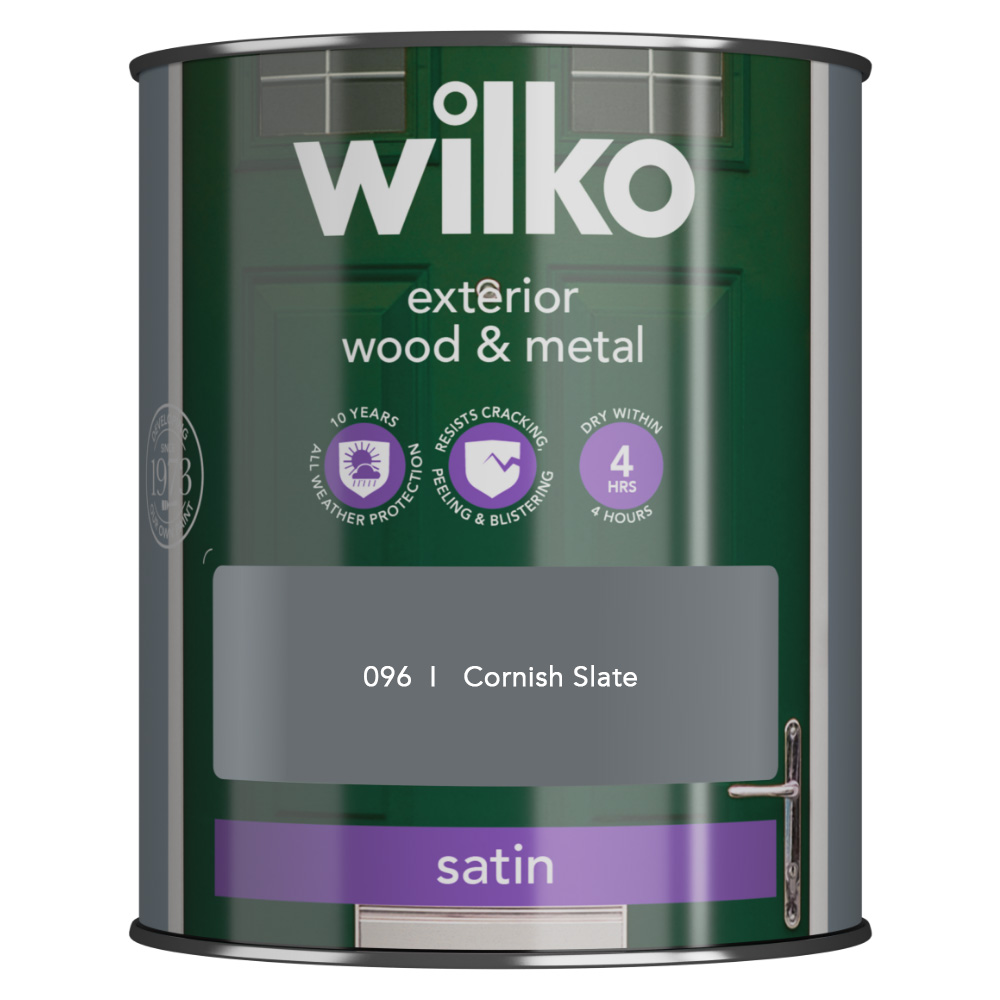 Wilko Wood and Metal Cornish Slate Satin Paint 750ml Image 2