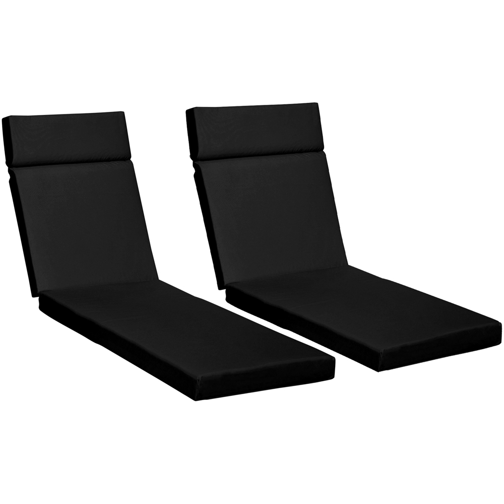 Outsunny Black Outdoor Seat Cushions 196 x 55cm 2 Pack Image 1