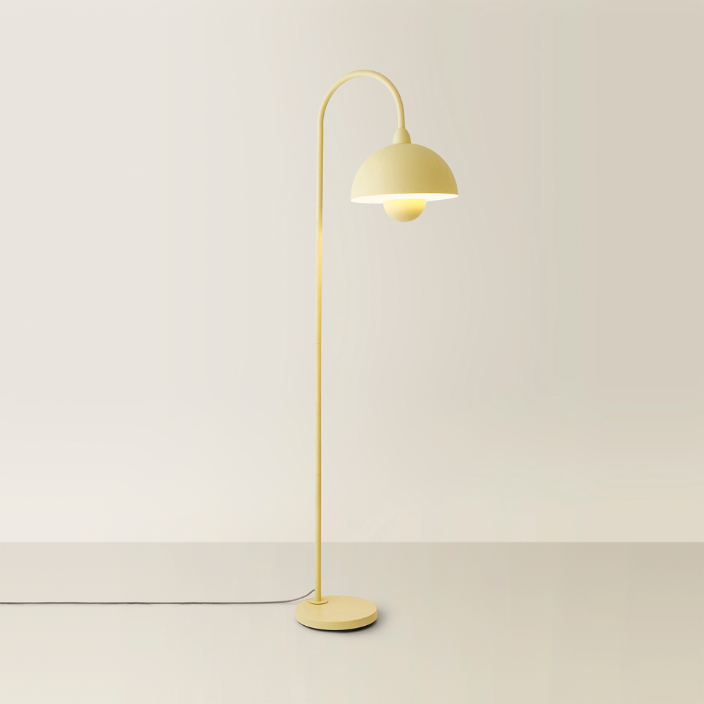 ValueLights Tilly Pastel Lemon Arched Dome Shade Metal LED Floor Lamp Image 5