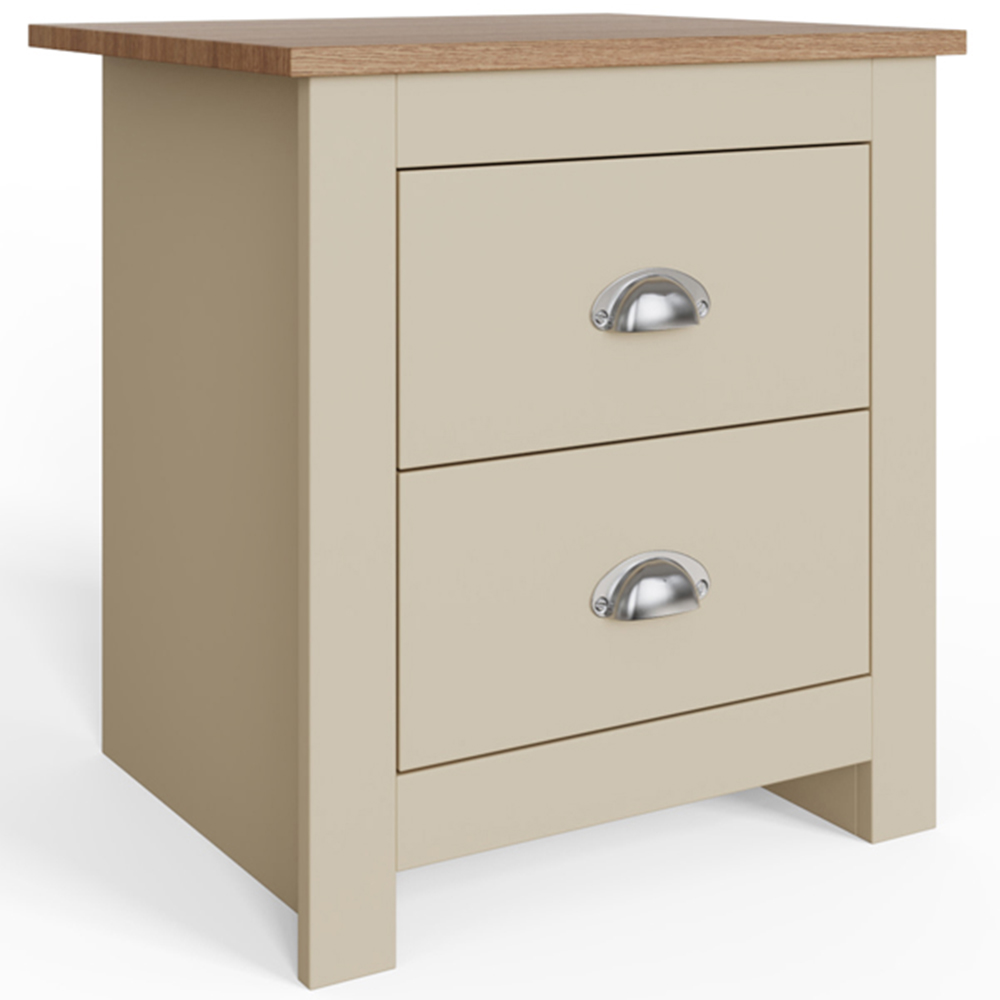 GFW Lancaster 2 Drawer Cream Bedside Table Image 2