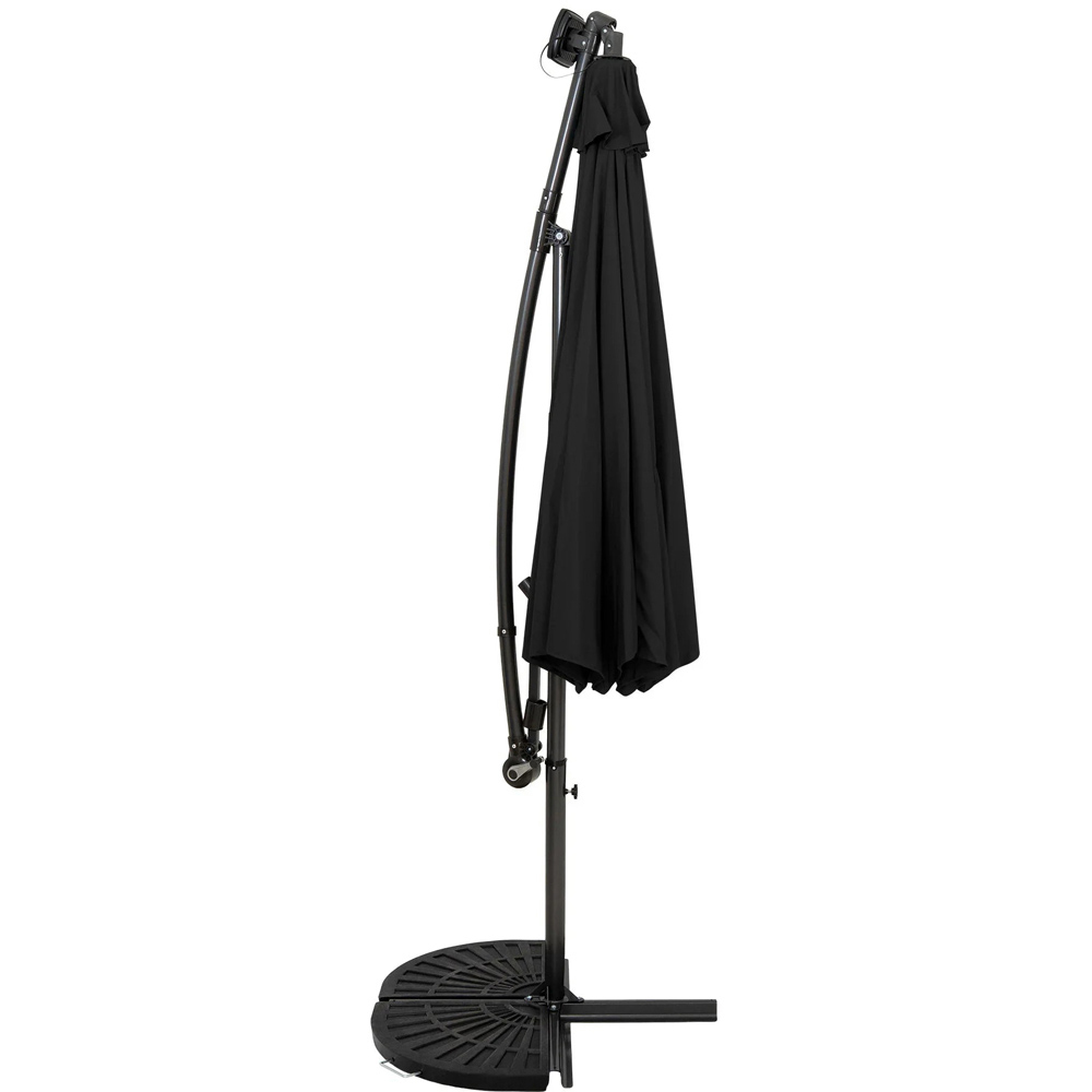 MonsterShop Black LED Cantilever Parasol with Half Fan Base 3m Image 3