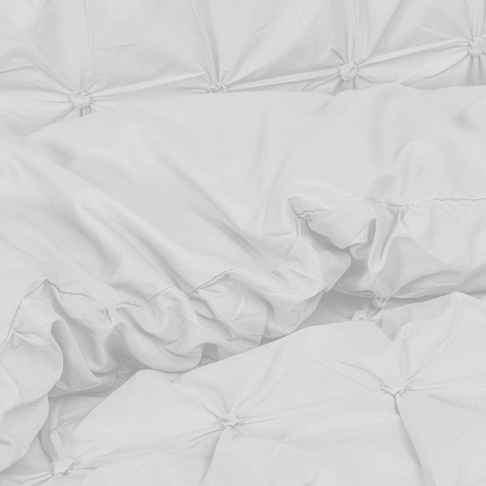 Smart Living Super King Size White Rouched Pleat Duvet Cover Set Image 7