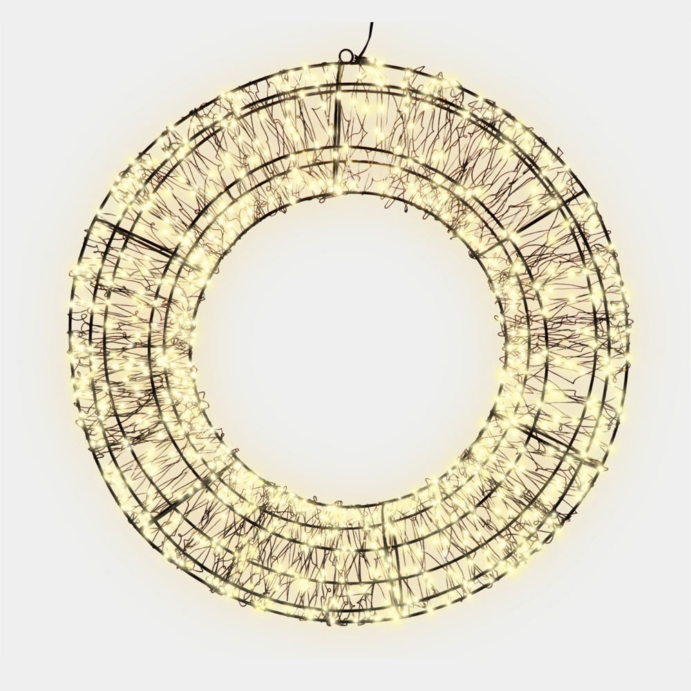 Xmas Haus Warm White LED Black Frame Wreath 50cm Image 3