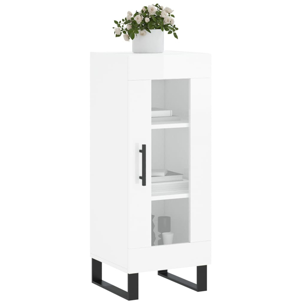 vidaXL Single Glass Door High Gloss White Sideboard Image 3
