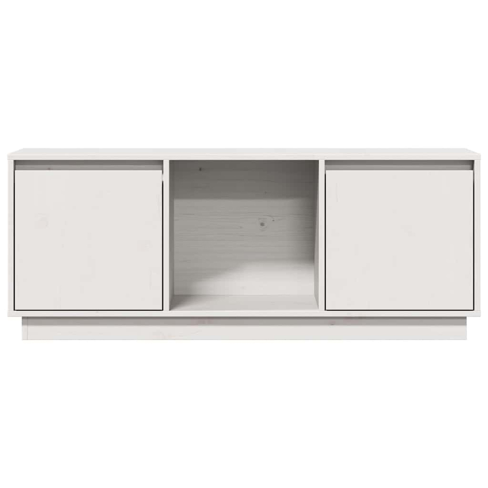 vidaXL 2 Door Single Shelf White Solid Pine Wood TV Cabinet Image 3