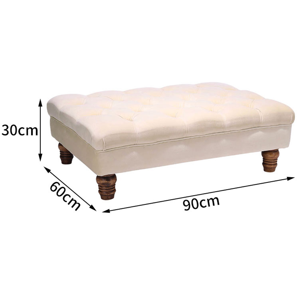 Living and Home Cream Buttoned Velvet Footstool Image 9