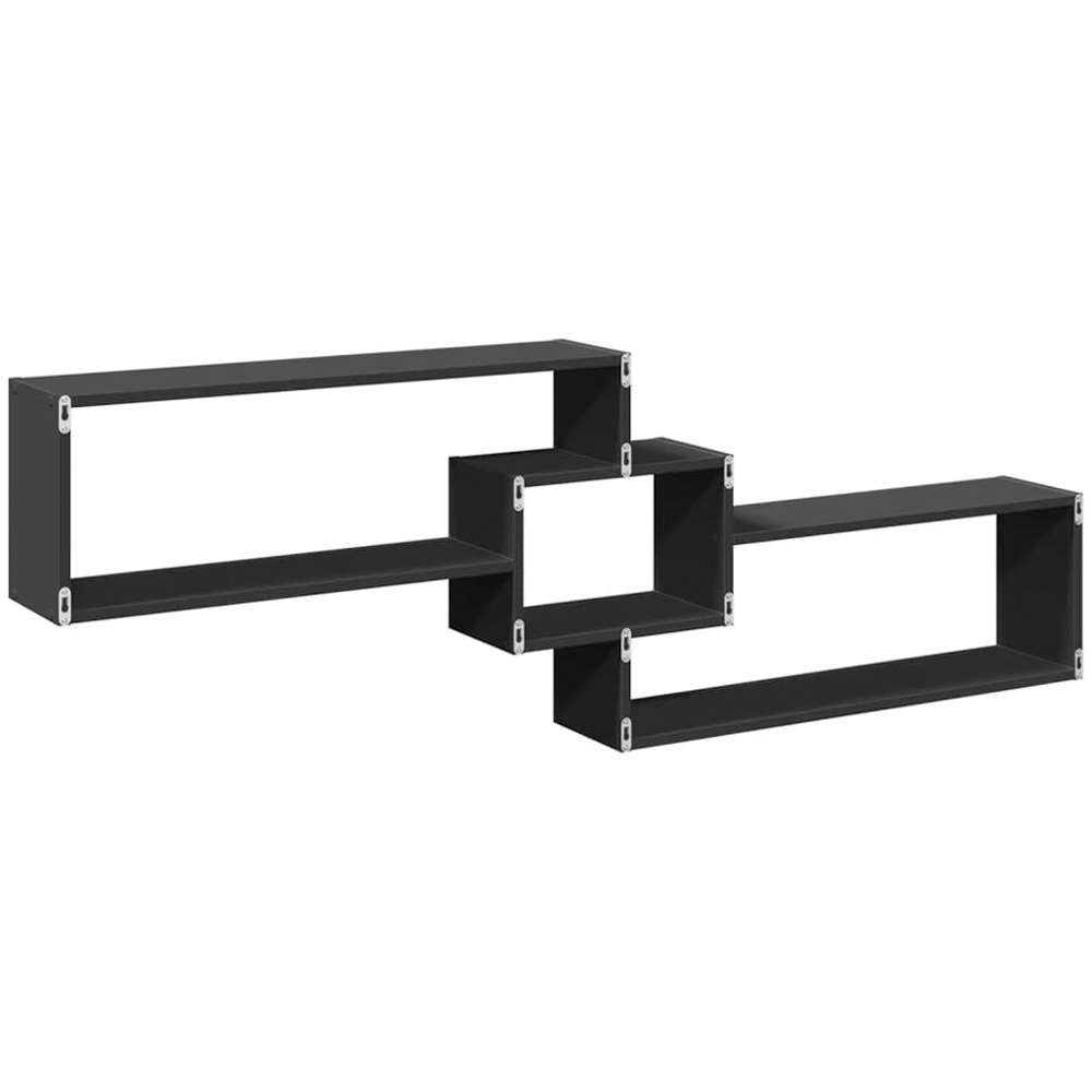 vidaXL 3 Shelf Black Modern Wall Cabinet Image 5